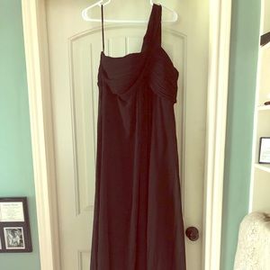 Black floor length one shoulder formal